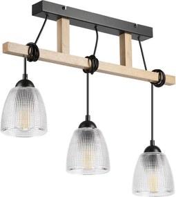 Lampadario a sospensione con cavo LEANDRA 3xE27/15W/230V rovere/nero