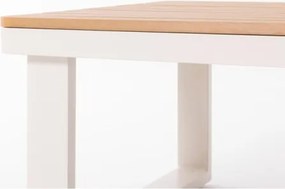 Salotto Da Esterno 5 Posti In Alluminio Con Tavolino E Cuscini Boston Bianco