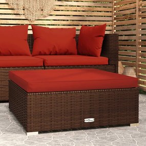 Poggiapiedi Giardino Con Cuscino Marrone 70x70x30 Cm Polyrattan /