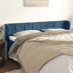 Testiera Ad Orecchio Blu Scuro 183x23x78/88 Cm İn Velluto /