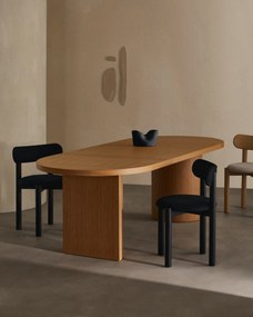 Kave Home - Sedia Nebai in ciniglia nera con struttura in legno massiccio di rovere finitura nera FSC