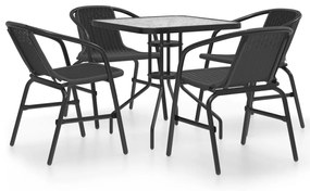 Set mobili da pranzo per giardino 5 pz nero