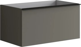 Cassettiera Pixel con 2 cassetti  frontale plain laccato opaco grigio carbone e maniglia alluminio nero opaco L80 x H40 x P45,5 cm