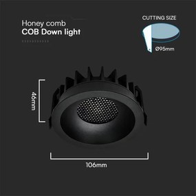 Lampada LED da incasso LED/18W/230V 3000/4000/6400K ø 10,6 cm nero