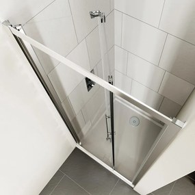 Porta doccia pieghevole L 71-76 cm x H 190 cm per nicchia in vetro trasparente SP. 6 mm, profilo lucido cromo, serie Verve