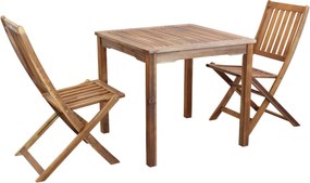 AARON - set tavolo in legno massiccio di acacia cm 80 x 80 x 74 h con 2 sedie Dresda