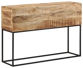 Tavolo Consolle 110x30x75cm Legno Massello Mango Grezzo E Ferro /