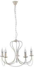 Lampadario Neoclassico Lampadario CANDELA in Metallo 5 - E14 bianco paralume trasparente 5x E14 Ø55cm