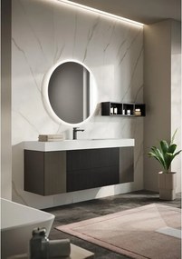 Mobile da bagno sospeso sotto lavabo Opera L 89.5 x H 50 x P 45.5 cm antracite opaco cannettato, 2 cassetti