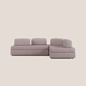 Liberty divano angolare con pouf estraibile e schienali movibili in tessuto morbido impermeabile T02