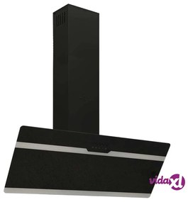 vidaXL Cappa a Parete 90 cm in Acciaio e Vetro Temperato Nero
