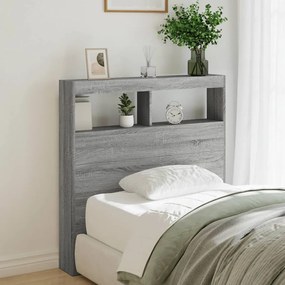 Testiera Con Contenitore A Led Grigio Sonoma 100x17x102 Cm /