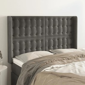 Testiera Ad Orecchio Grigioscuro 147x16x118/128cm İn Velluto /