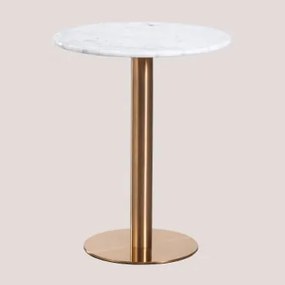 Tavolo Da Bar Rotondo In Marmo Cosmopolitan Bianco & Ø60 Cm & Oro Rosa - Sklum