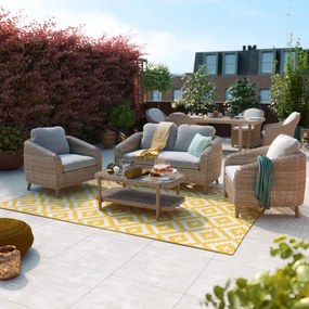 Salotto da giardino Odeon NATERIAL in rattan sintetico beige con cuscini in poliestere grigio per 4 persone