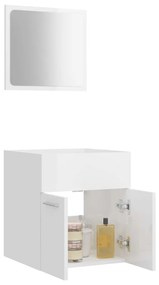 Set mobili da bagno 2 pz bianco lucido in legno multistrato