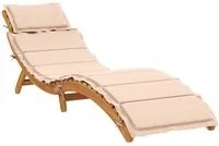 Lettino Prendisole con Cuscino Beige in Legno Massello di Pino 367635