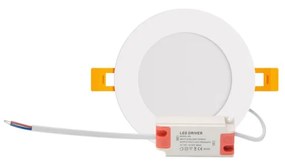 Pannello LED Rotondo 8W, 800lm, no Flickering, Foro Ø106-110mm Colore Bianco Caldo 3.000K