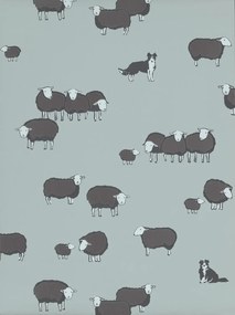 Little Greene Carta da parati Nip & Lassie - Celestial Blue