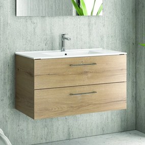 Mobile bagno 90 cm lavabo incasso e due cassetti NEL-90 - KAMALU