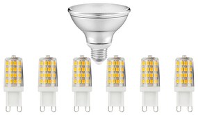 Lindby - Lampadine 6xLED 3,3W (330lm) G9 + 1xLED 8W (633lm) Par30 E27 Dim. Osram