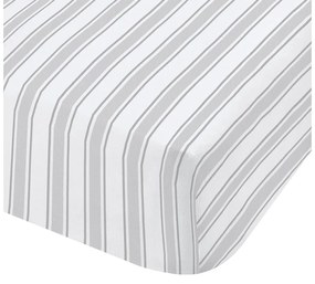 Lenzuolo di cotone grigio e bianco, 135 x 190 cm Check and Stripe - Bianca