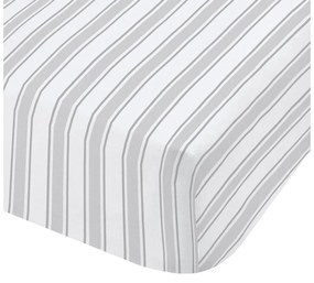 Lenzuolo in cotone grigio e bianco , 90 x 190 cm Check and Stripe - Bianca