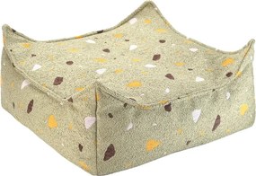 Pouf a sacco per bambini verde con rivestimento in bouclé e ciniglia Terrazzo Square – Wigiwama
