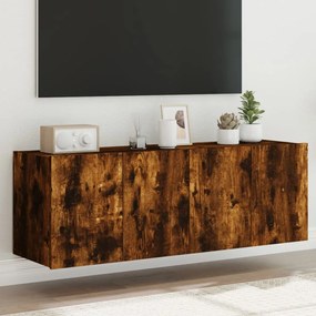 Mobili Tv A Parete Con Luci Led 2pz Rovere Fumo 60x35x41 Cm /