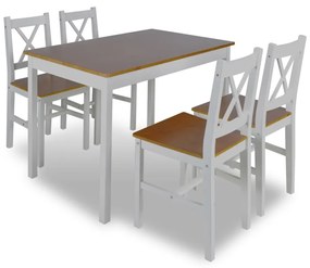 Set da pranzo 5 pz marrone e bianco