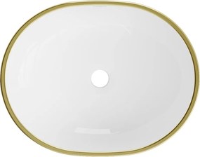 Mexen Viki lavabo da appoggio 48 x 35 cm, bianco/bordo oro - 21054805