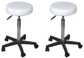 Sgabelli Da Ufficio 2 Pz Bianchi 35,5x84 Cm İn Similpelle /