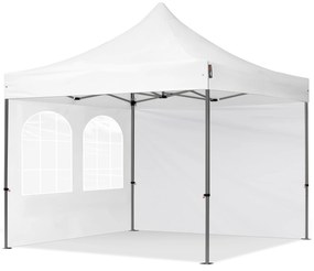 TOOLPORT 3x3m gazebo pieghevole con laterali (finestre), PREMIUM acciaio, bianco - (600035)