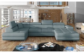 Divano angolare azzurro allungabile/con contenitore (con penisola a sinistra/a U) Rodrigo – ELTAP