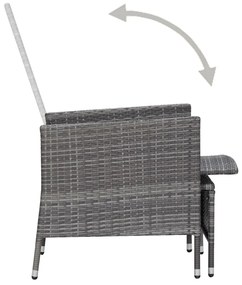 Set Divani da Giardino 2 pz con Cuscini in Polyrattan Grigio