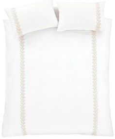 Biancheria da letto bianca/beige in cotone per letto matrimoniale 200x200 cm Embroidery Leaf – Bianca