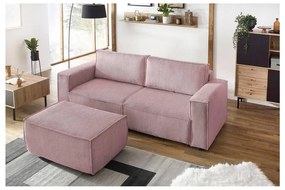 Sgabello in velluto a coste rosa chiaro Nihad - Bobochic Paris