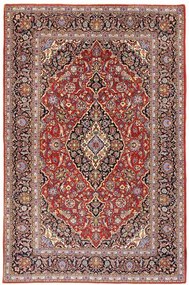 Kashan Tappeto 140x220 Rosso (Iran) Annodato A Mano