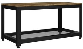 Tavolino salotto marrone scuro e nero 90x45x45cm in mdf e ferro