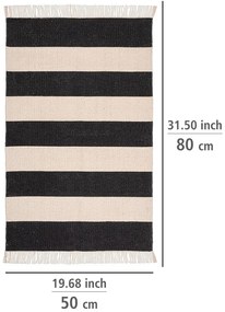 Tappeto da bagno in cotone riciclato nero e beige , 50 x 80 cm Kasi - Wenko