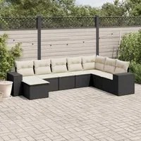 Set Divani da Giardino con Cuscini 8 pz Nero in Polyrattan 3222955