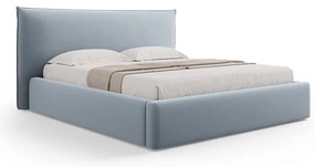 Letto matrimoniale imbottito azzurro con contenitore e doghe 140x200 cm Elio - Milo Casa