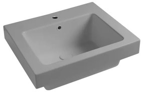 Lavabo da incasso con bordo a vista rettangolare vasca centrale Alaqua L 60 x H 25 x P 21 cm in ceramica matera matt