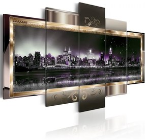 Quadro  New York: notte stellata  Colore Nero, Dimensioni e Misure 100x50