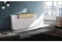 Credenza Coro Moderna 3 Ante Colore Bianco Lucido E Acero Pereira