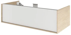 Mobile da bagno sotto lavabo SENSEA Neo Frame bianco e rovere naturale laccato lucido L 105 x H 32 x P 48 cm 1 cassetto, lavabo non incluso
