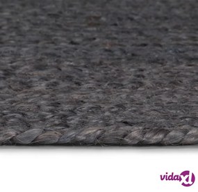 vidaXL Tappeto Lavorato a Mano in Juta Rotondo 150 cm Grigio Scuro