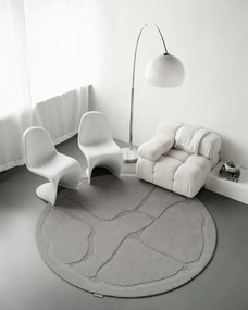 Tappeto rotondo in lana grigia ø 160 cm Morphic Organica - Agnella