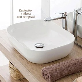 Lavabo da appoggio Praga – Ciotola in ceramica bianca, 45,5x32,5 cm