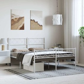 Giroletto Con Testiera E Pediera Metallo Bianco 135x190 Cm /